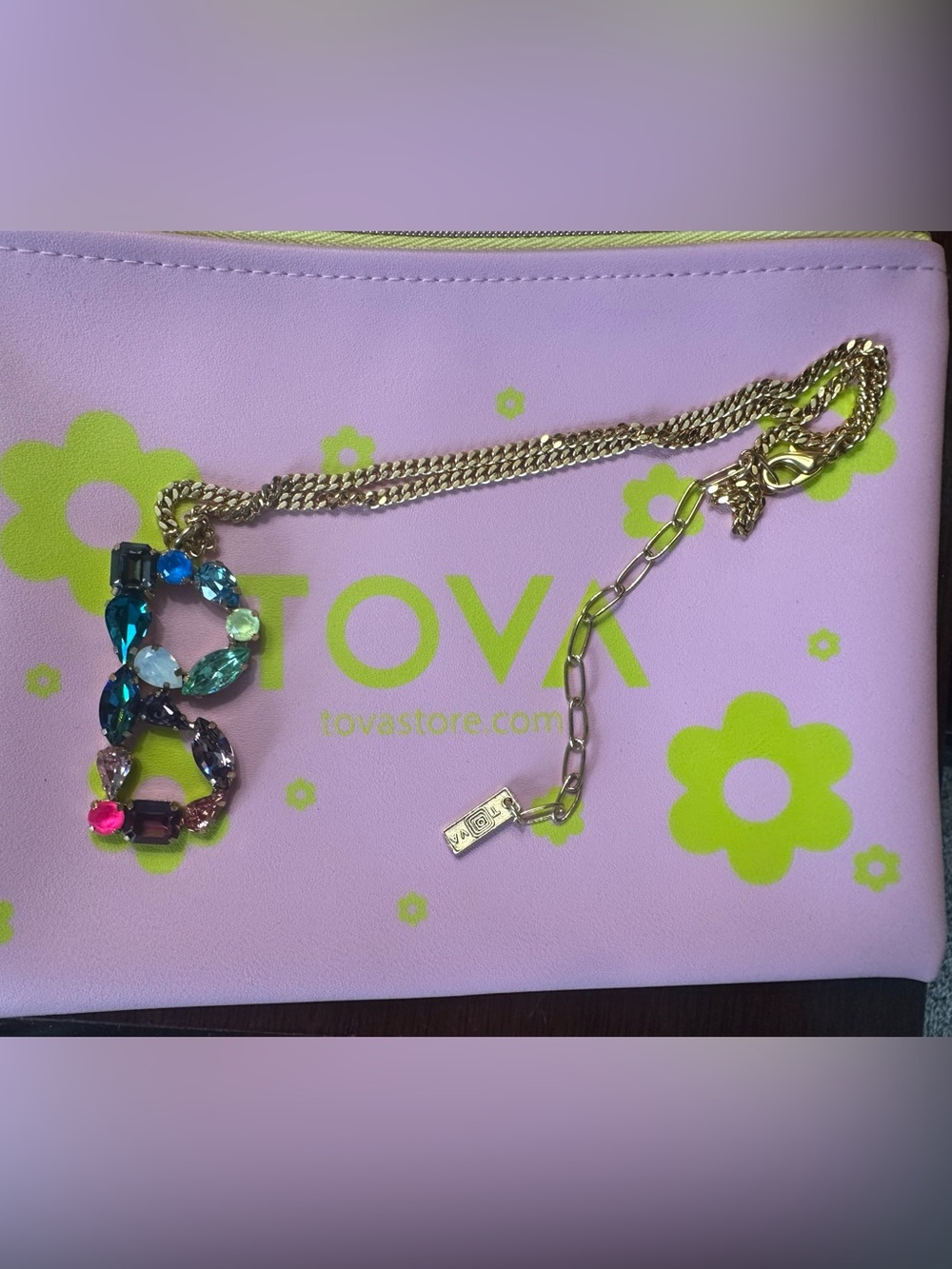 Tova  Crystal B initial Necklace - Multicolor